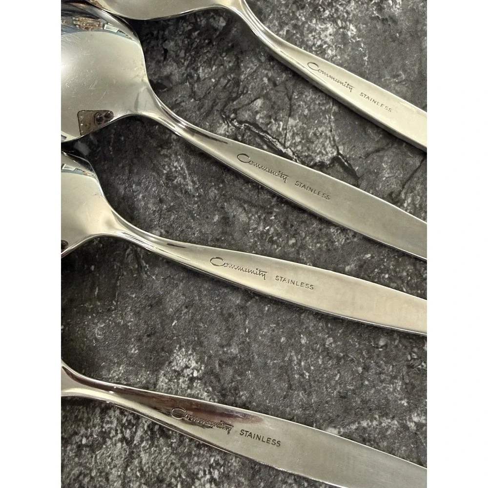 Oneida Community Stainless Venetia 6 Oval Soup Spoons Table 1 Small Oval 1 Tsp
